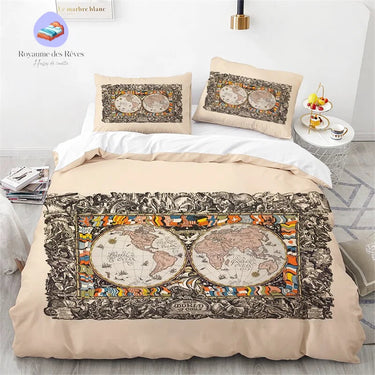 Housse de Couette Carte du Monde 2 Personnes